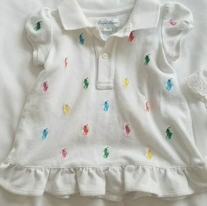White Ralph Lauren Baby Dress with horse logos